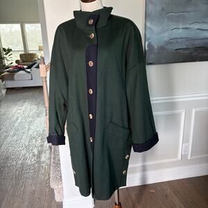 Lodenfrey Mid Length Wool Vintage Lined Coat Hunter Navy 42 - US 12 XL OldMoney